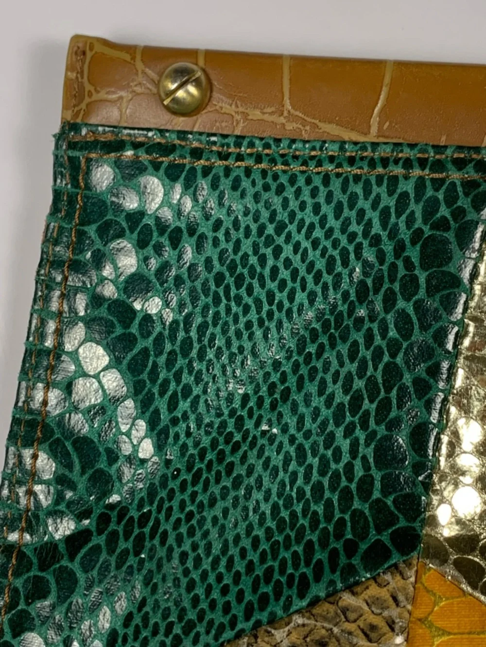 Vintage Nine West Patchwork Faux Snakeskin Clutch Purse Multicolor Y2K Bag